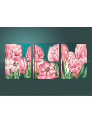 Розовые тюльпаны триптих
